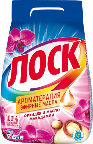 Стиральный порошок ЛОСК Ароматерапия Орхидея и масло макадамии, 2,7кг, изображение