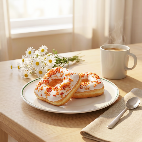Донат с вялеными томатами, сушеным луком и куриным паштетом, 64г, фотография
