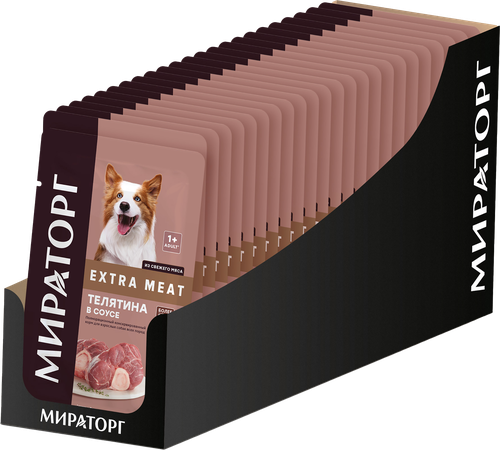 Корм консервированный для взрослых собак WINNER Extra Meat Телятина в соусе, для всех пород, 85г, крупный план