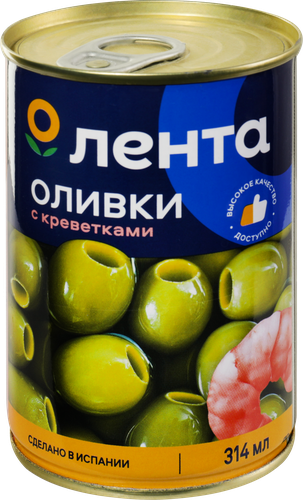 Оливки с креветками ЛЕНТА зеленые, 314мл, детальное фото