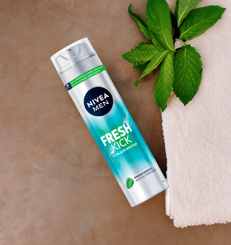 Гель для бритья NIVEA Men Fresh kick Приятная свежесть с мятой, 200мл, крупный план