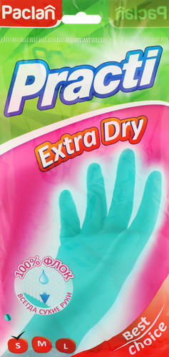 Перчатки хозяйственные PACLAN Extra Dry, размер S, тиффани, Арт. 407362, фотография
