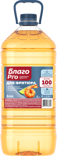 Масло фритюрное подсолнечное БЛАГО Pro рафинированное дезодорированное, 5л, фотография