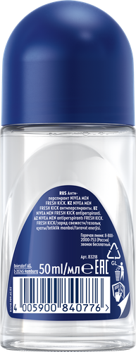 Антиперспирант роликовый мужской NIVEA Men Fresh&nbsp;Kick, 50мл, крупный план