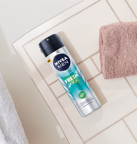 Антиперспирант-спрей мужской NIVEA Fresh&nbsp;Kick, 150мл, крупный план