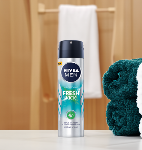 Антиперспирант-спрей мужской NIVEA Fresh&nbsp;Kick, 150мл, вид