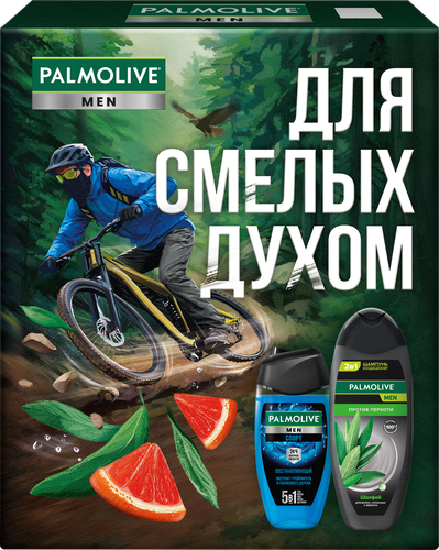 Набор подарочный PALMOLIVE Men Спорт Гель для душа Восстанавливающий, 250мл + Шампунь-кондиционер 2в1 Шалфей, против перхоти, 450мл, вид