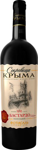 Вино СОКРОВИЩА КРЫМА Бастардо Каберне красное полусладкое, 0.75л