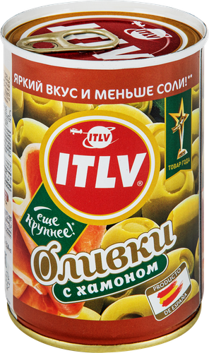 Оливки с хамоном ITLV зеленые фаршированные, 314мл, вид