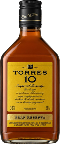 Бренди TORRES 10 Gran Reserva 38%, 0.2л, фотография