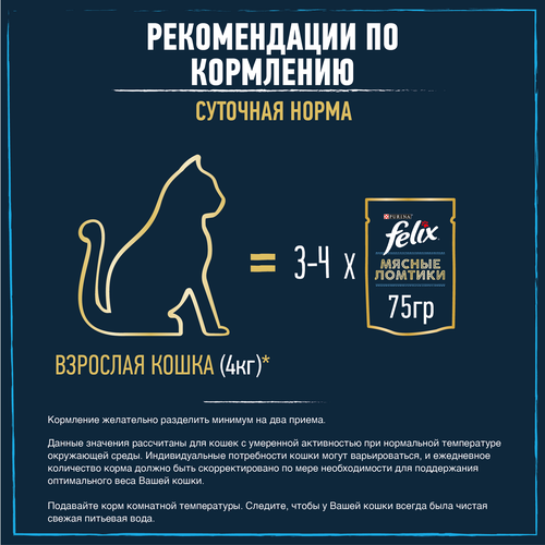 Корм влажный для взрослых кошек FELIX Мясные ломтики Курица, 75г, крупный план