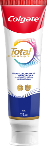 Зубная паста COLGATE Total 12 Профессиональная отбеливающая с цинком и аргинином для борьбы с потемнениями эмали и с антибактериальной защиты, 125мл, картинка