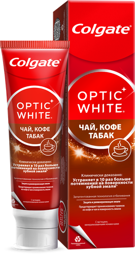 Зубная паста COLGATE отбеливающая для ценителей чая, кофе и табака с натуральными маслами мяты, 75мл, крупный план