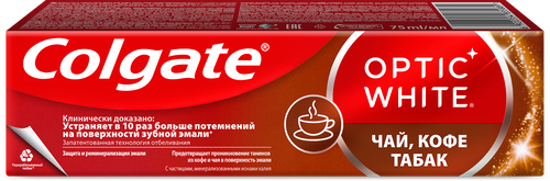Зубная паста COLGATE отбеливающая для ценителей чая, кофе и табака с натуральными маслами мяты, 75мл, детальное фото