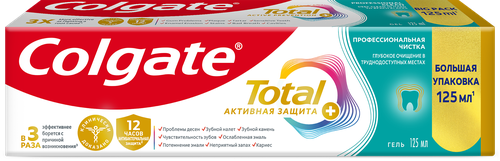 Зубная паста COLGATE Total 12 Профессиональная чистка со специальным ингредиентом для гладких и блестящих зубов, с цинком и аргинином для антибактериальной защиты, 125мл, картинка