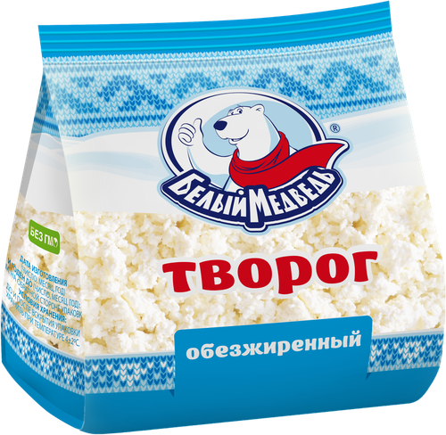 Творог БЕЛЫЙ МЕДВЕДЬ обезжиренный, без змж, 250г, фото