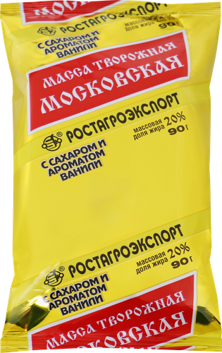 Масса творожная РОСТАГРОЭКСПОРТ Московская с сахаром и ванилином 20%, без змж, 90г, детальное фото