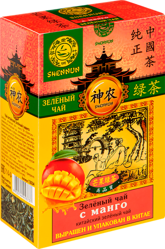 Чай зеленый SHENNUN с манго китайский, листовой, 100г, детальное фото