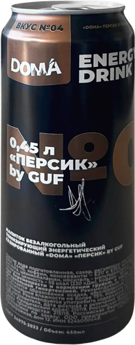 Напиток энергетический DOMA Персик By GUF, 0.45л, вид