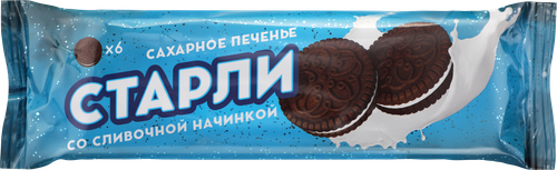 Печенье сахарное СТАРЛИ Принцип Домино Dark со сливочной начинкой, 100г, изображение