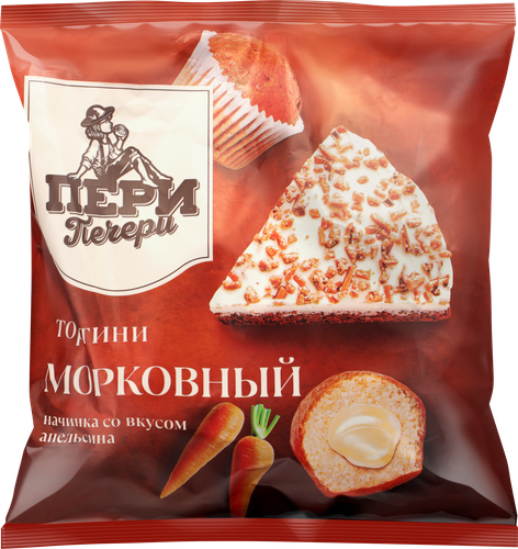 Тортини ПЕРИПЕЧЕРИ Морковный с начинкой со вкусом апельсина, 315г, фотография