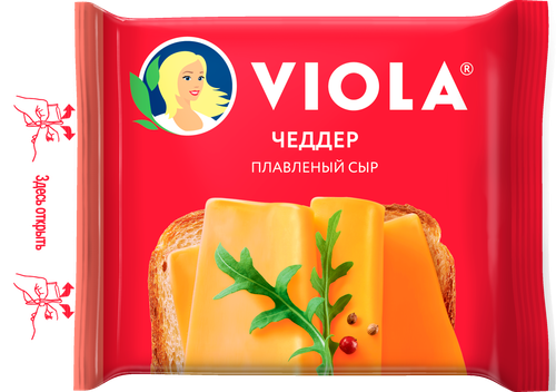 Сыр плавленый VIOLA Чеддер 45%, ломтики, без змж, 140г, изображение