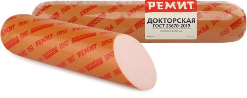 Колбаса вареная РЕМИТ Докторская, весовая, крупный план