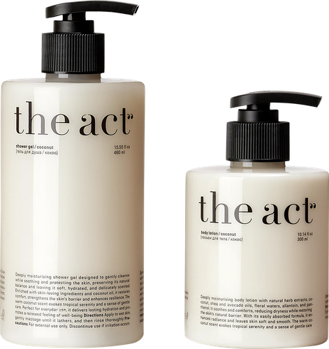 Набор подарочный THE ACT Гель для душа, 460мл + Лосьон для тела Кокос, 300мл, вид