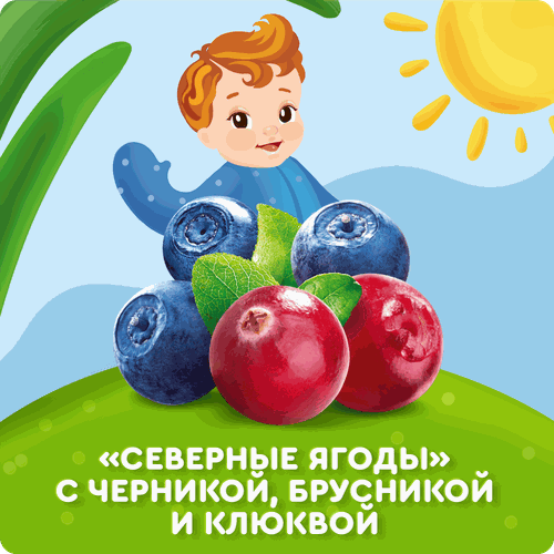 Йогурт питьевой детский АГУША Черника, брусника, клюква 2,7%, с 8 месяцев, без змж, 180г, вид