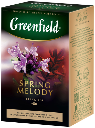 Чай черный GREENFIELD Спринг Мелоди байховый, листовой, 100г, крупный план