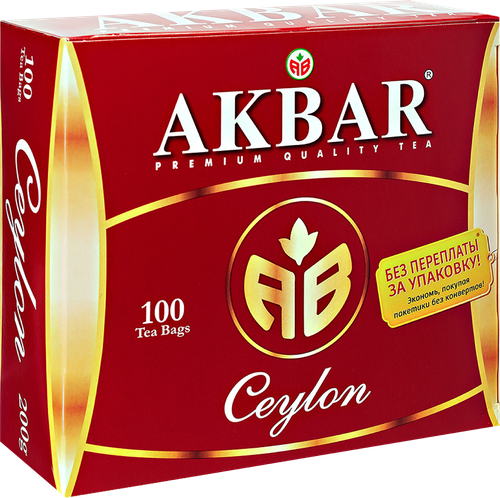 Чай черный AKBAR цейлонский, 100пак, детальное фото