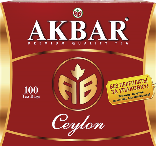 Чай черный AKBAR цейлонский, 100пак, изображение