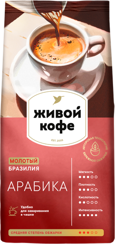 Кофе молотый ЖИВОЙ КОФЕ Арабика, 200г, изображение