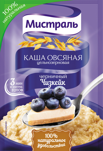 Каша овсяная МИСТРАЛЬ Черничный чизкейк, 40г, изображение