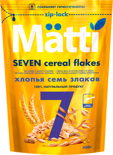 Хлопья мультизлаковые MATTI 7 злаков, 400г, детальное фото