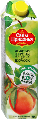 Сок САДЫ ПРИДОНЬЯ Яблоко, персик, 1л, изображение