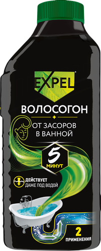 Гель для устранения засоров от волос в трубах EXPEL Волосогон, 500мл, вид