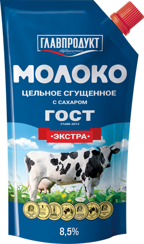 Молоко сгущенное ГЛАВПРОДУКТ Экстра цельное с сахаром, без змж, ГОСТ, 270г, детальное фото