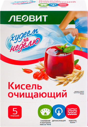 Кисель очищающий ЛЕОВИТ Худеем за неделю, в пакетиках, 5х20г, изображение