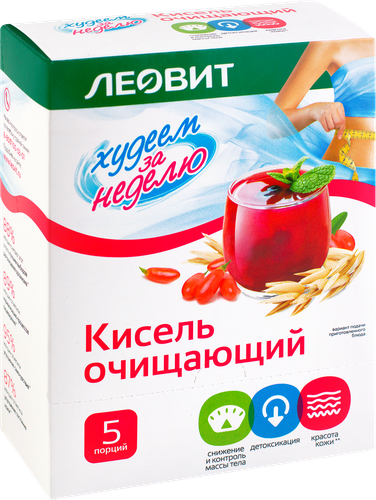 Кисель очищающий ЛЕОВИТ Худеем за неделю, в пакетиках, 5х20г, изображение