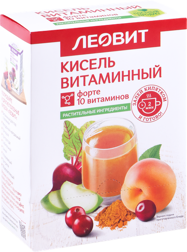 Кисель ЛЕОВИТ Витаминный форте, 10 витаминов, в пакетиках, 5х20г, вид