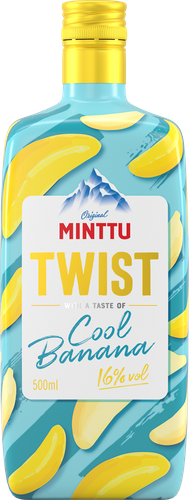 Ликер MINTTU Twist Cool Banana со вкусом мяты и банана десертный 16%, 0.5л, вид