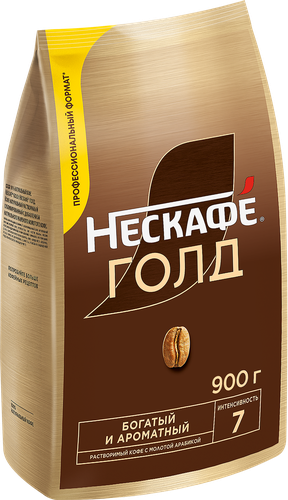 Кофе растворимый НЕСКАФЕ Голд натуральный сублимированный, 900г, крупный план