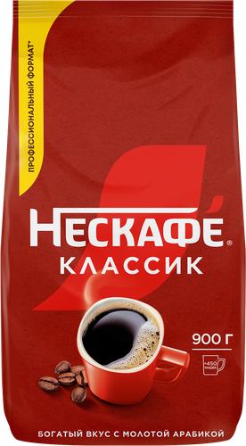 Кофе растворимый с добавлением молотого НЕСКАФЕ Классик натуральный жареный, 900г, крупный план