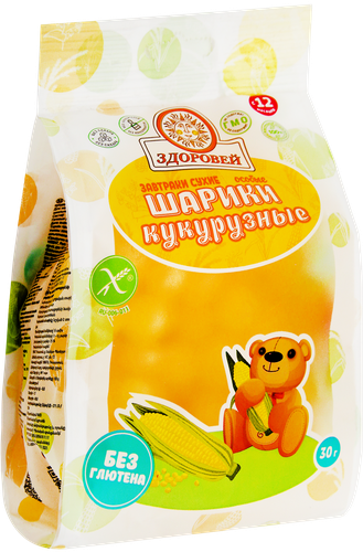 Сухой завтрак ЗДОРОВЕЙ кукурузные шарики, 30г, изображение
