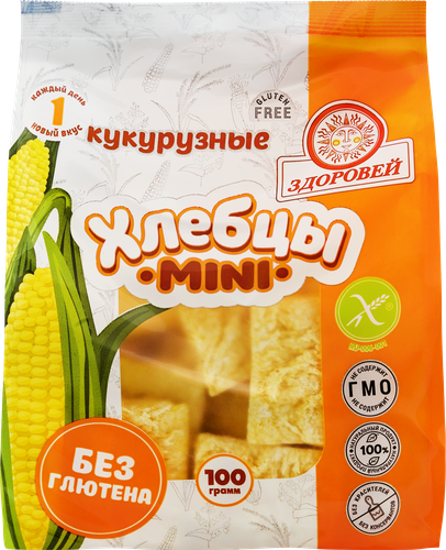 Хлебцы кукурузные ЗДОРОВЕЙ Хрустящие мини, 100г, вид