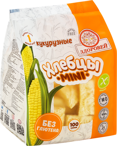 Хлебцы кукурузные ЗДОРОВЕЙ Хрустящие мини, 100г, фото