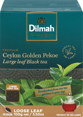 Чай черный DILMAH Golden pekoe цейлонский, листовой, 100г, вид