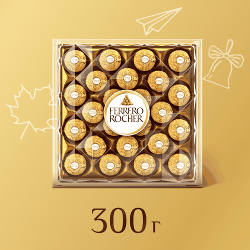Конфеты FERRERO ROCHER из молочного шоколада с кремовой начинкой, 300г, детальное фото