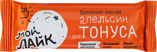 Батончик-мюсли ЛЕОВИТ Мой Лайк Для тонуса, апельсин, 25г, изображение
